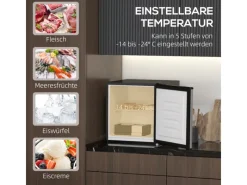 HOMCOM Mini Gefrierschrank  Stahl Kunststoff Silber 47L x 44,2B x 48,8H cm< Gefrierschränke