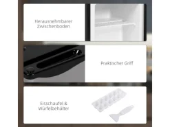 HOMCOM Mini Gefrierschrank  Stahl Kunststoff Silber 47L x 44,2B x 48,8H cm< Gefrierschränke
