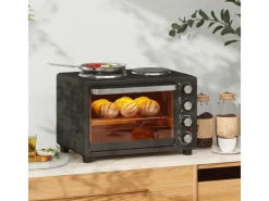 Online HOMCOM Minibackofen Edelstahl Hartglas Schwarz 48,6L x 36,3B x 33H cm