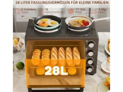 Online HOMCOM Minibackofen Edelstahl Hartglas Schwarz 48,6L x 36,3B x 33H cm