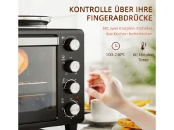 Online HOMCOM Minibackofen Edelstahl Hartglas Schwarz 48,6L x 36,3B x 33H cm