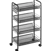 HOMCOM Servierwagen mit Haken Stahl Schwarz 45L x 26,5B x 84H cm< Servierwagen|Küchenregale