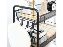 HOMCOM Servierwagen mit Haken Stahl Schwarz 45L x 26,5B x 84H cm< Servierwagen|Küchenregale