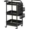 HOMCOM Servierwagen Stahl Kunststoff 51,5L x 32B x 75,6H cm Schwarz< Servierwagen