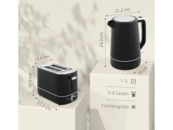 HOMCOM Kaffeemaschinen|Haushaltsgeräte<Wasserkocher Toaster Set Kunststoff Schwarz 21,2L x 16B x 24,3H cm