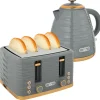 New HOMCOM Wasserkocher und Toaster Set Stahl Grau 24,1L x 19,5B x 23,2H cm