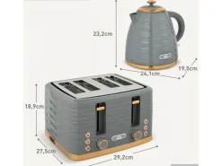 New HOMCOM Wasserkocher und Toaster Set Stahl Grau 24,1L x 19,5B x 23,2H cm