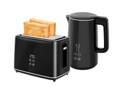 HOMCOM Wasserkocher-Toaster-Set Kunststoff Edelstahl 21,5L x 15,5B x 25,1H cm< Haushaltsgeräte