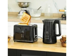 HOMCOM Wasserkocher-Toaster-Set Kunststoff Edelstahl 21,5L x 15,5B x 25,1H cm< Haushaltsgeräte