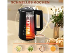HOMCOM Wasserkocher-Toaster-Set Kunststoff Edelstahl 21,5L x 15,5B x 25,1H cm< Haushaltsgeräte