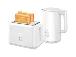 HOMCOM Haushaltsgeräte<Wasserkocher-Toaster-Set Kunststoff Edelstahl 21,5L x 15,5B x 25,1H cm