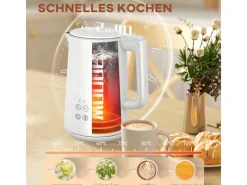 HOMCOM Haushaltsgeräte<Wasserkocher-Toaster-Set Kunststoff Edelstahl 21,5L x 15,5B x 25,1H cm