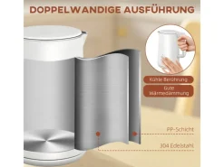 HOMCOM Haushaltsgeräte<Wasserkocher-Toaster-Set Kunststoff Edelstahl 21,5L x 15,5B x 25,1H cm
