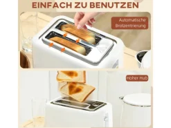 HOMCOM Haushaltsgeräte<Wasserkocher-Toaster-Set Kunststoff Edelstahl 21,5L x 15,5B x 25,1H cm