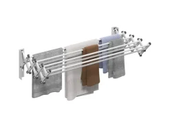 Best HOMCOM Wäscheständer Wand Ausziehbar Wäschetrockner  86 x 61 x 22 cm Silber
