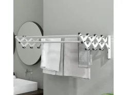 Best HOMCOM Wäscheständer Wand Ausziehbar Wäschetrockner  86 x 61 x 22 cm Silber