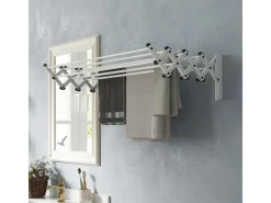 Best HOMCOM Wäscheständer Wand Ausziehbar Wäschetrockner  86 x 61 x 22 cm Silber