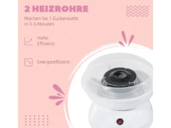 HOMCOM Zuckerwattemaschine Einfach zu Bedienendes Zuckerwattegerät PP Weiß< Haushaltsgeräte