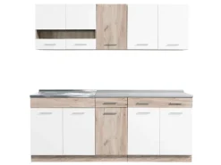 Homestyle4u Küchenzeile ohne Geräte 200 cm Eiche Matt 2356< Single-Küchen|Miniküchen