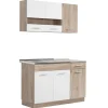 Homestyle4u Küchenzeile ohne Geräte 120x206,5x60 cm in Eiche Braun 2358< Single-Küchen|Miniküchen