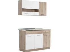 Homestyle4u Küchenzeile ohne Geräte 120x206,5x60 cm in Eiche Braun 2358< Single-Küchen|Miniküchen