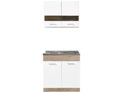 New Homestyle4u Küchenzeile ohne Geräte 80x180x51 cm in Eiche Weiß 2323