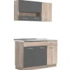 Homestyle4u Single-Küchen|Einbauküchen<Küchenzeile ohne Geräte 120 cm Eiche Matt 2359