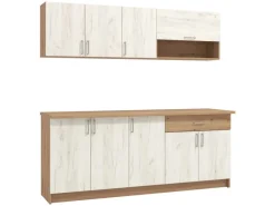 Homestyle4u Miniküchen|Küchenregale<Küchenzeile ohne Geräte 200 cm Eiche