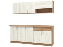 Homestyle4u Miniküchen|Küchenregale<Küchenzeile ohne Geräte 200 cm Eiche