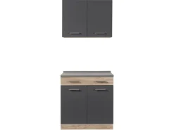 Homestyle4u Küchenzeile 80x207x60 in Grau 2361< Single-Küchen|Miniküchen