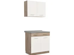 Homestyle4u Küchenzeile 80x207x60 in Weiß 2360< Single-Küchen|Miniküchen
