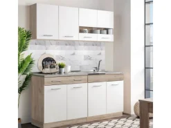 Homestyle4u Küchenzeile 80x207x60 in Weiß 2360< Single-Küchen|Miniküchen
