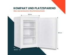 homeX Gefrierschränke<Gefrierschrank Tiefkühlschrank Klein 87L Nutzinhalt 4-Sterne Gefrieren Kompakt und Freistehend Leise Weiß