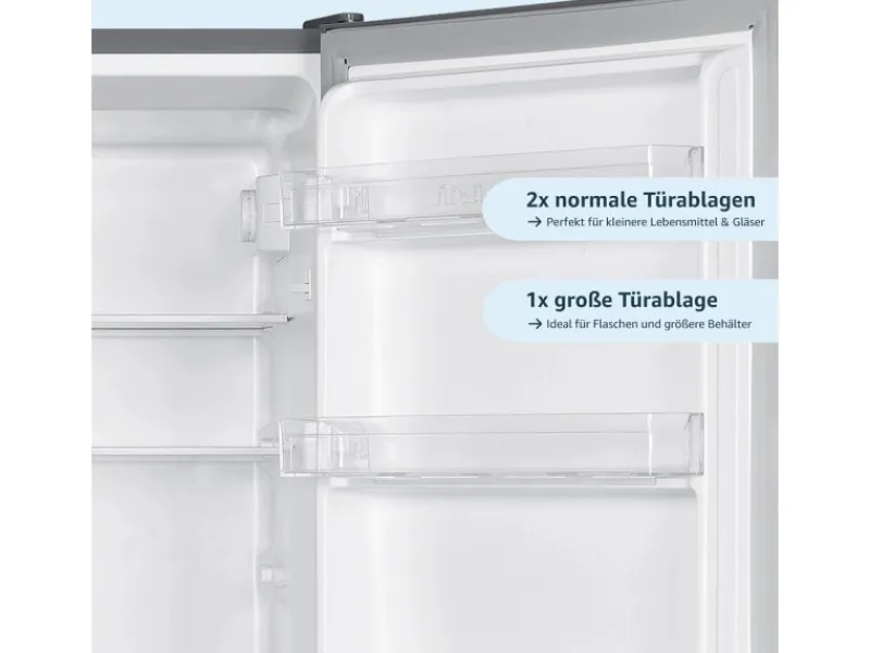 Outlet homeX Kühlschrank Mit Gefrierfach Kühl-Gefrierkombination Freistehend 173 Liter Nutzinhalt CFS1110-S Silber
