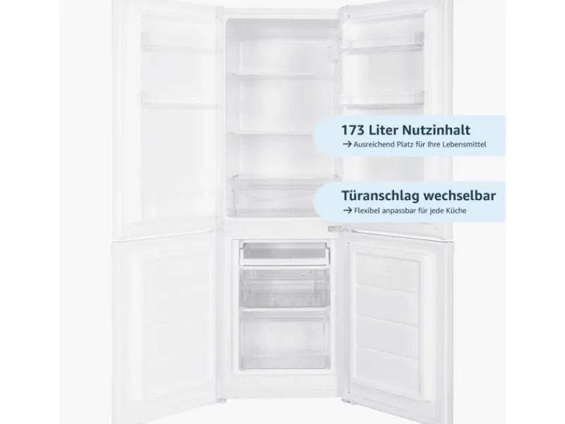 homeX Kühlschränke<Kühlschrank Mit Gefrierfach Kühl-Gefrierkombination Freistehend 173 Liter Nutzinhalt CFS1110-W Weiß