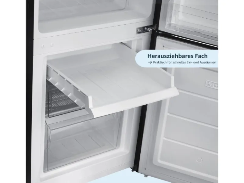 Outlet homeX Kühlschrank Mit Gefrierfach Kühl-Gefrierkombination Freistehend 173 Liter Nutzinhalt CFS1110-B Schwarz