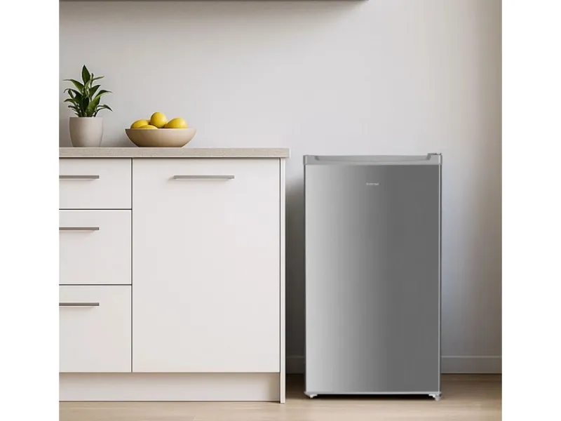 Outlet homeX Kühlschrank ohne Gefrierfach Vollraumkühlschrank Klein 88L Nutzinhalt Tischkühlschrank Freistehend Silber