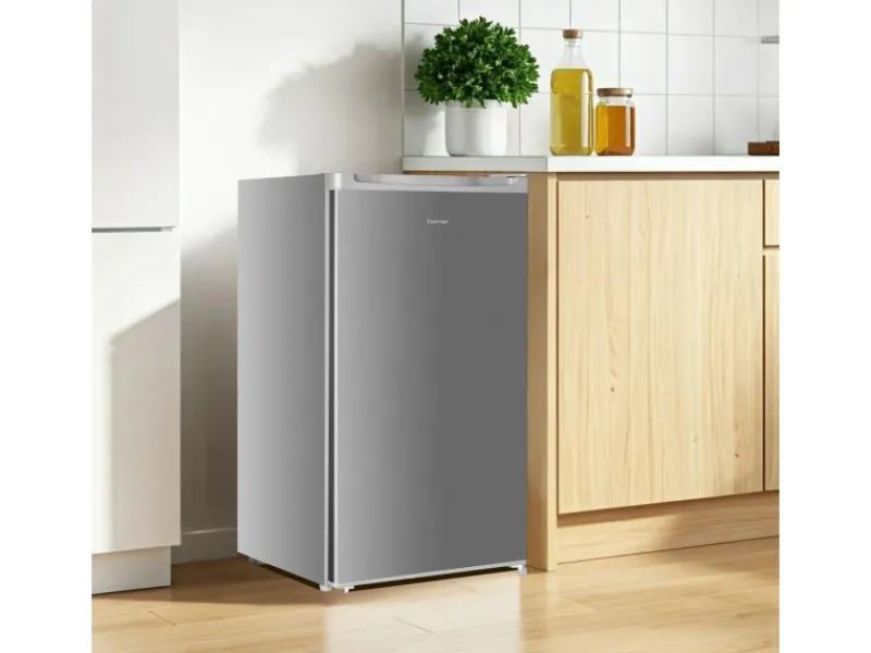 Outlet homeX Kühlschrank ohne Gefrierfach Vollraumkühlschrank Klein 88L Nutzinhalt Tischkühlschrank Freistehend Silber