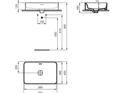 Ideal Standard Aufsatzwaschtisch Strada II 60x40 cm o. Hahnloch m. Überlauf Weiß< Zweigriffarmatur|Einhebelmischer