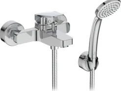 Ideal Standard Badearmatur Ceraplan Chrom Aufputz mit Handbrause-Set< Einhebelmischer