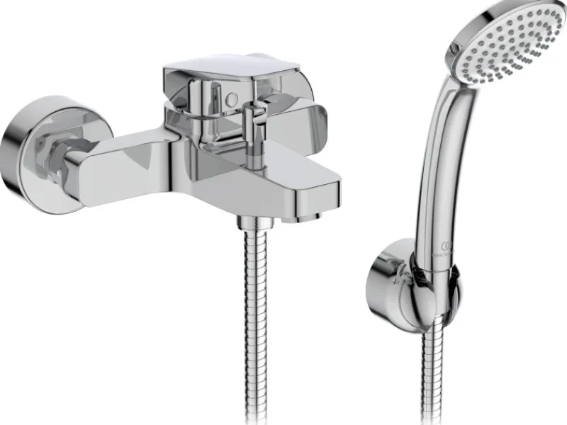 Ideal Standard Badearmatur Ceraplan Chrom Aufputz mit Handbrause-Set< Einhebelmischer