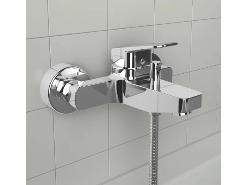 Ideal Standard Badearmatur Ceraplan Chrom Aufputz mit Handbrause-Set< Einhebelmischer