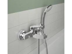 Ideal Standard Badearmatur Ceraplan Chrom Aufputz mit Handbrause-Set< Einhebelmischer
