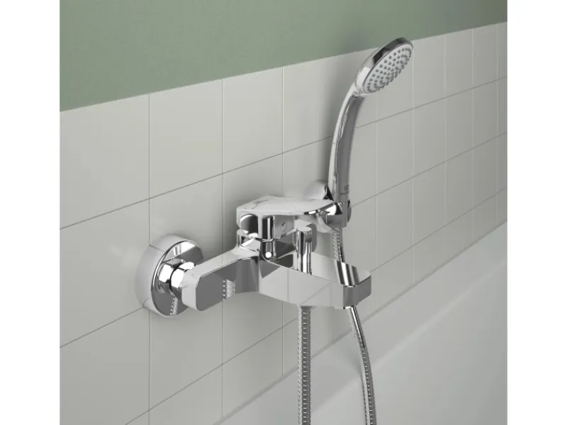 Ideal Standard Badearmatur Ceraplan Chrom Aufputz mit Handbrause-Set< Einhebelmischer