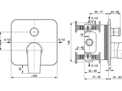 Ideal Standard Einhebelmischer<Badearmatur Tesi Unterputz Chrom