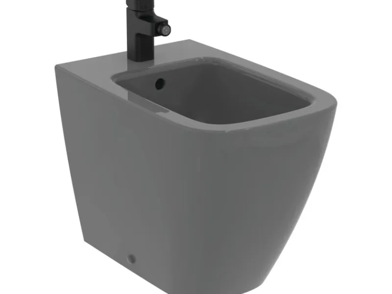 Ideal Standard Einhebelmischer<Bidetarmatur Ceraplan mit Ablaufgarnitur Schwarz Matt