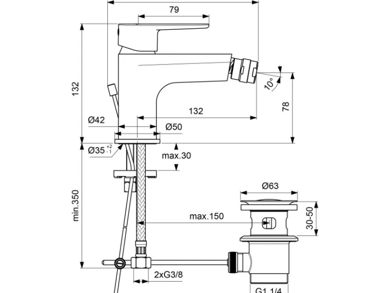 Ideal Standard Einhebelmischer<Bidetarmatur Cerafine O matt