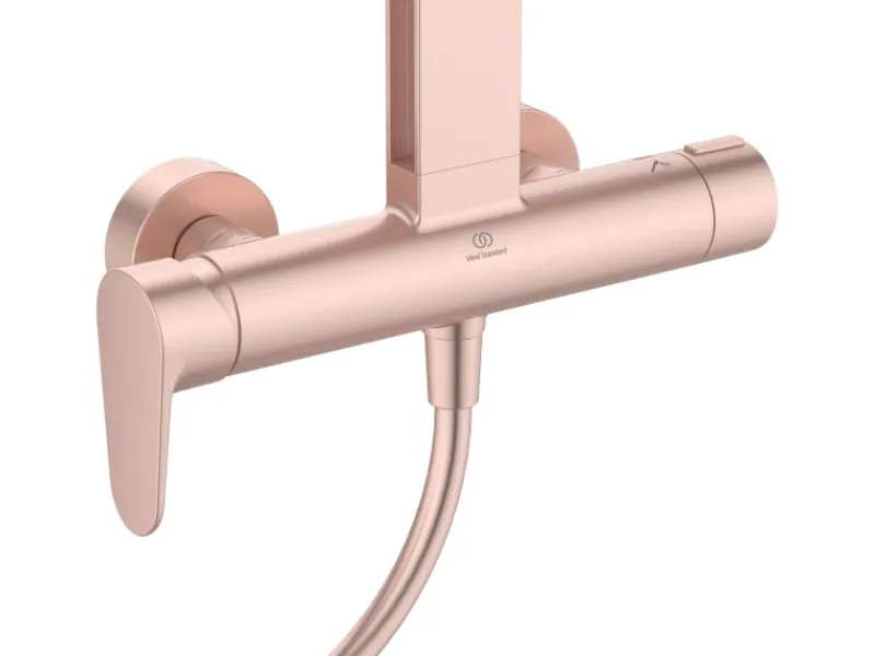 Ideal Standard Einhebelmischer<Duschsystem Einhebel-Armatur mit Regen- und Handbrause Rosé