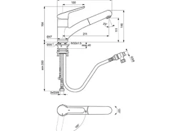 Ideal Standard Einhebelmischer<Küchenarmatur Ceraflex Niederdruck herauszieh.Handbrause Chrom