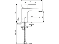 Ideal Standard Waschtischarmatur Cerafine D H80 ohne Ablaufgarnitur Chrom< Einhebelmischer